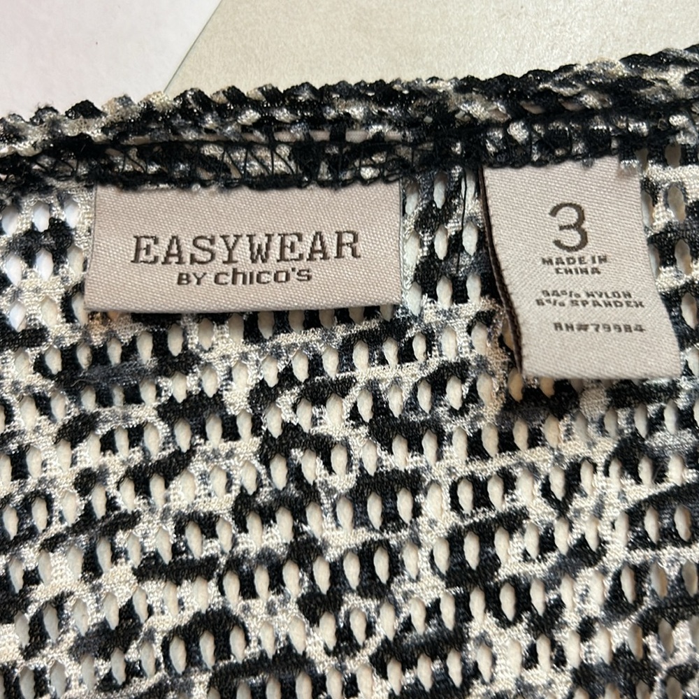 Sheer Open Weave Black And White Open Front Cardi… - image 2